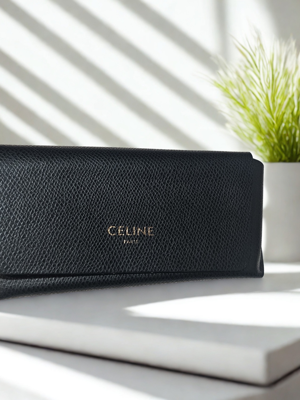 CELINE Black Textured Leather Clutch/Small Size/New/Emptly Case/Sun And Phone's